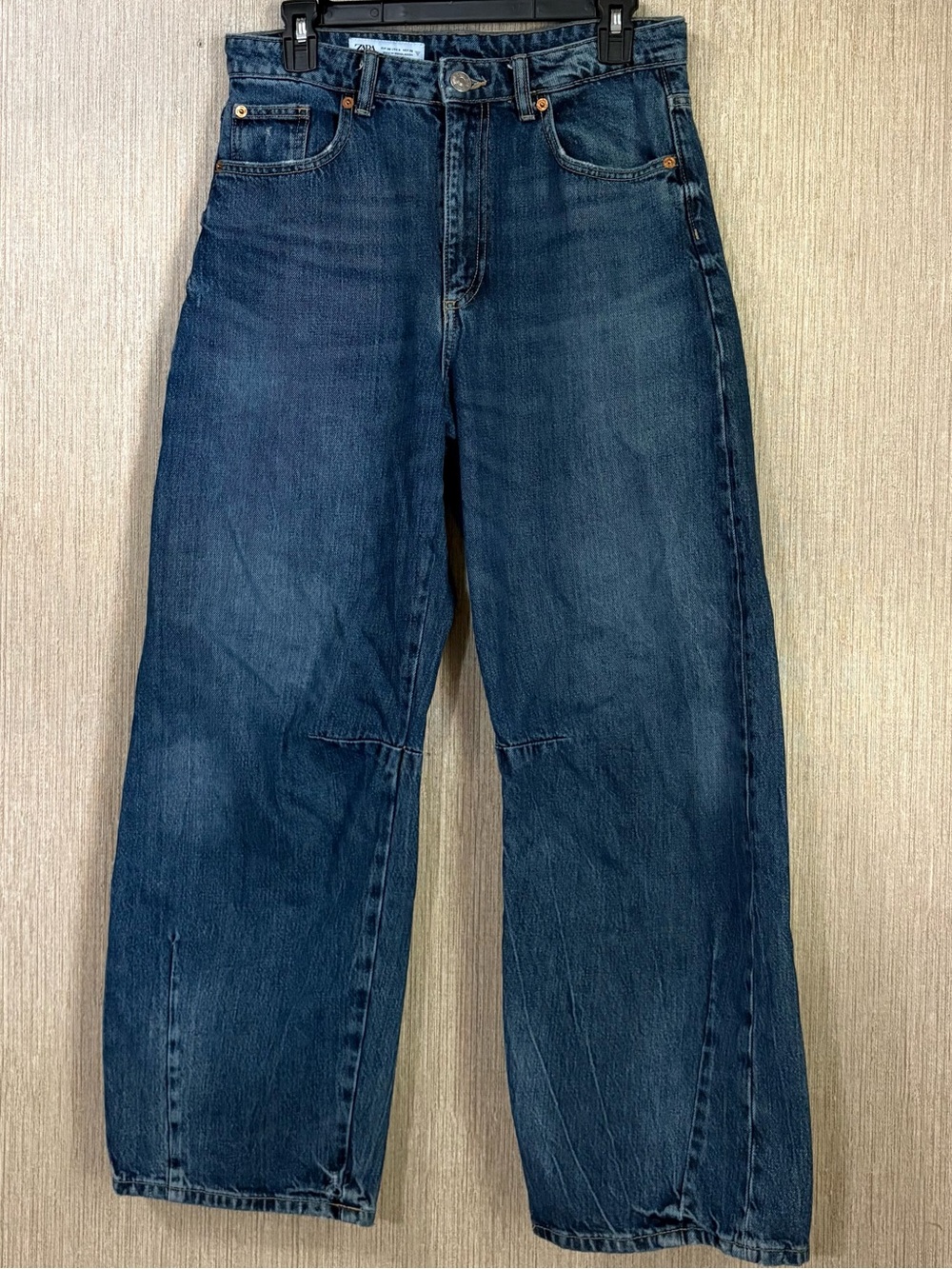 Zara Men's Dark Blue Relaxed Wide-Leg Jeans